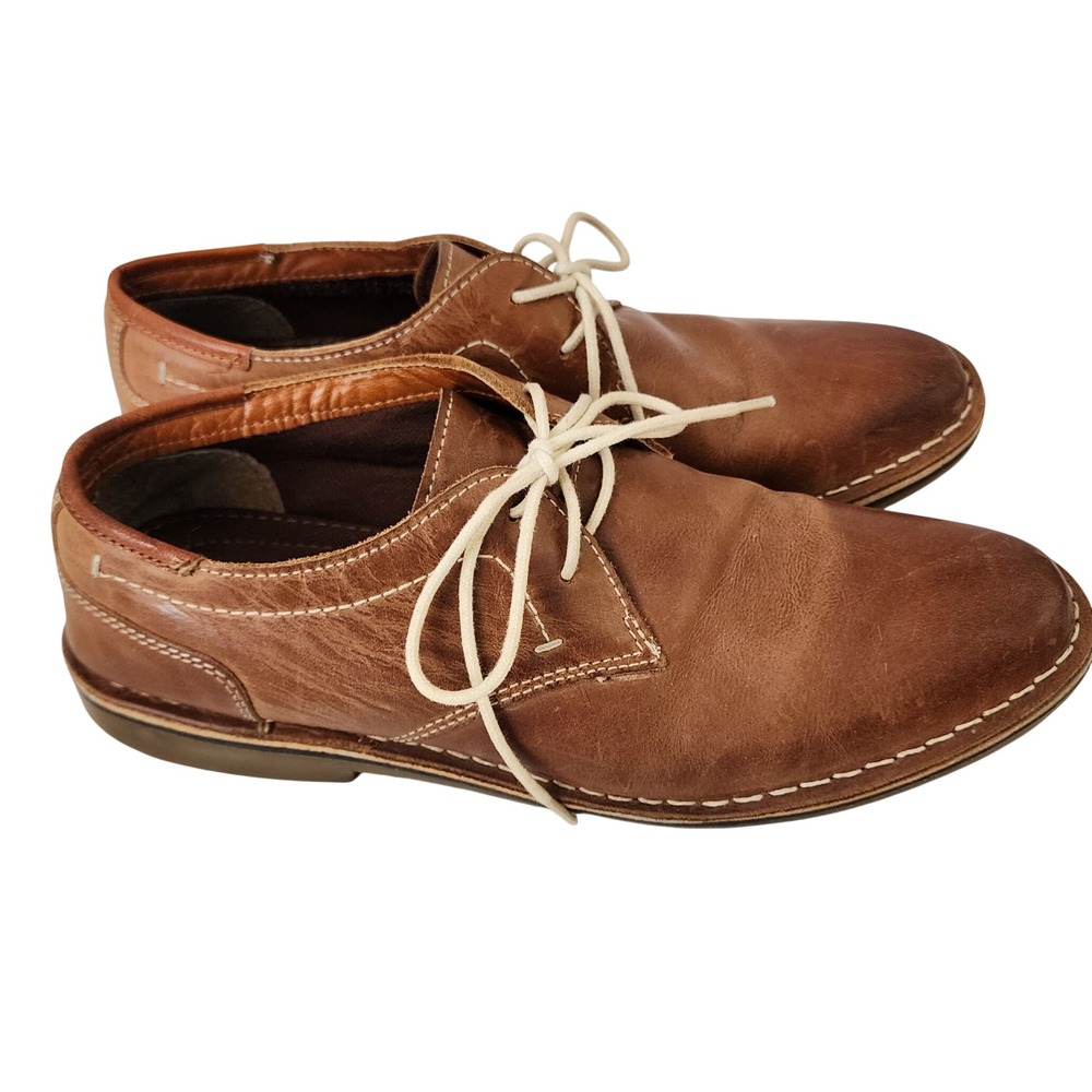 Steve Madden Harold 217 Tan Leather Derby Shoes Mens 9.5 Brown Oxford Lace Up